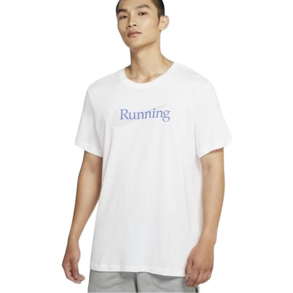 NIKE Tee Dri-Fit Running White Crew Neck‎ Short Sleeve Shirt Men's Size XLarge - Picture 1 of 12